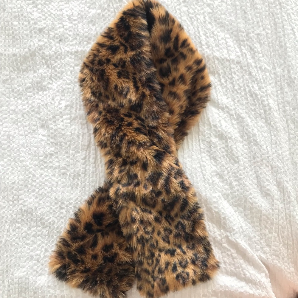 J. Crew Faux-fur printed scarf